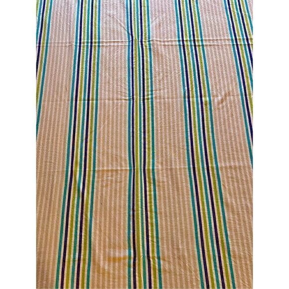 Max Studio Home Tablecloth Blue/Aqua/Green Striped Fringed 54 X 104 100% Cotton - Picture 8 of 10
